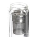 Doppelwandige Glasflasche mit Teebecher